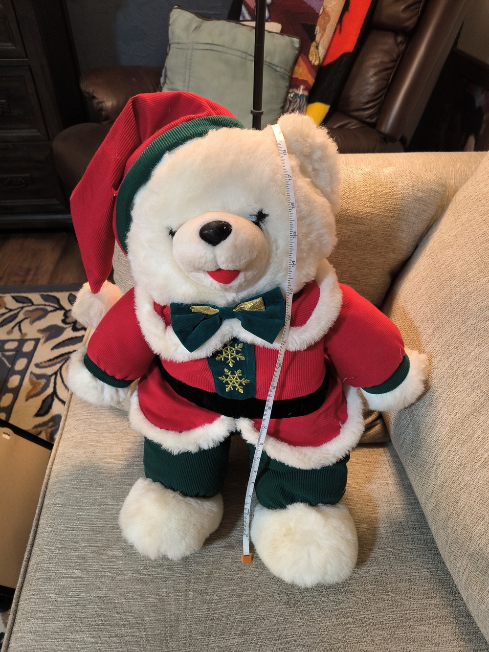 Plush Holiday Bear in Red & Green Outfit - Gift-Ready Stuffed Animal